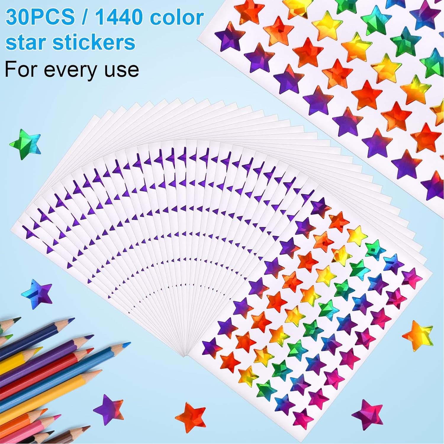 10张/包彩色闪闪宝石爱心星形圆形镭射贴纸diy材料手账装饰礼品 - 图0