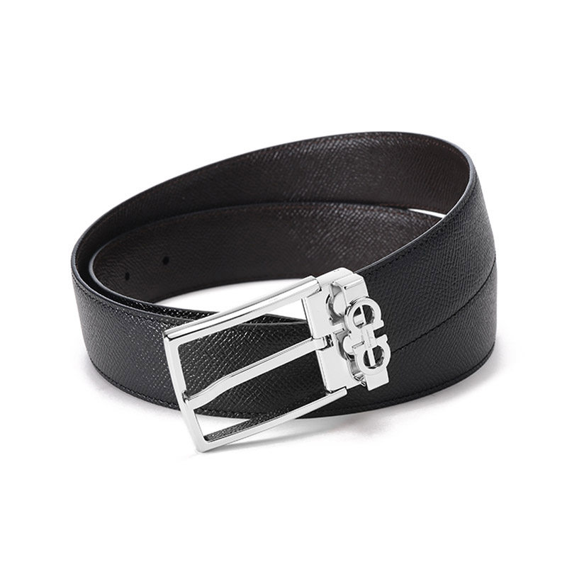 【自营】Ferragamo/菲拉格慕 男士牛皮可裁剪针扣式双面皮带腰带