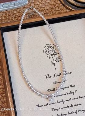 ＜花火商店＞香芋泡泡 满钻系列 - 曼塔玫瑰紫人造珍珠耳钉项链