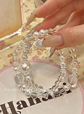 ＜花火商店＞奶芙脆啵啵 - 清爽降温人造珍珠镀白金手串
