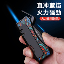 Windproof lighter Inflatable Single Straight Punch Metal Cigar Special Moxibustion Ignitor Spray Gun Upscale Creative Tide Man