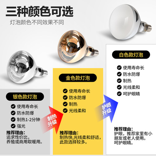 浴霸灯泡取暖灯275W防水防爆led中间照明壁挂式浴室卫生间老灯暖 - 图1