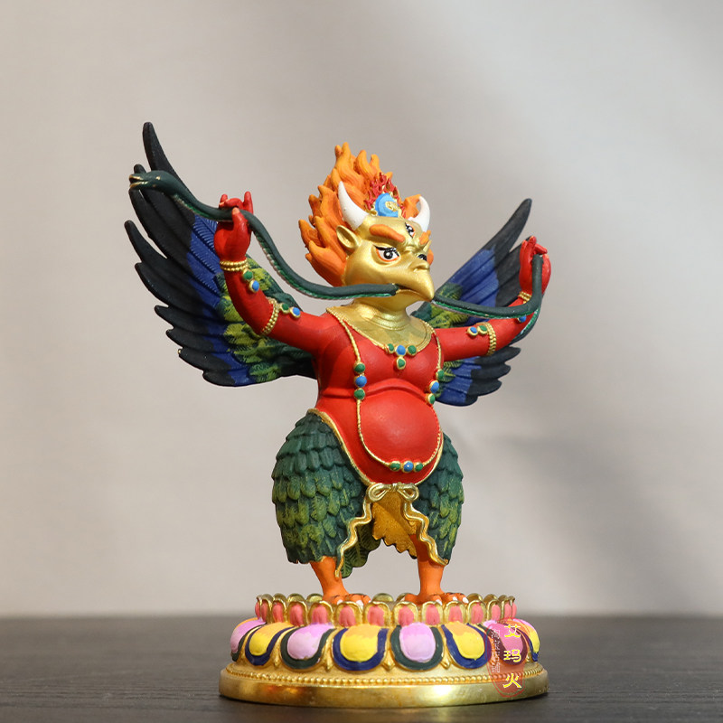 大鹏金翅鸟摆件藏传密宗3寸7寸彩绘佛像鎏金纯铜琼鸟车载迦楼罗鸟,淘宝优惠券,粉丝福利购,淘宝优惠卷