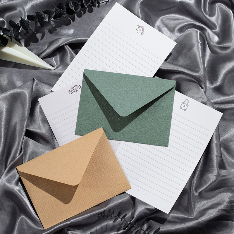 10张麻布纹质感信封信纸可印logo定制复古写情书创意烫金高端精致火漆彩色贺卡礼品卡片邀请函小号高档唯美 - 图2