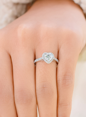 克拉戒指18K金心形表白送女友