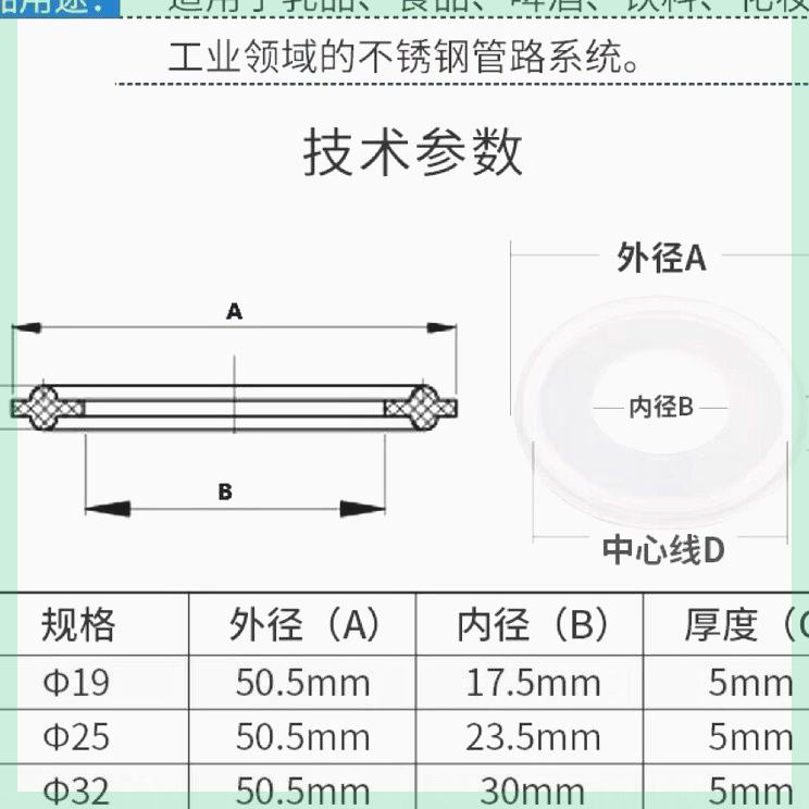 快装硅胶垫片卫生食品级卡箍密封圈卡盘接头快接垫圈-图0