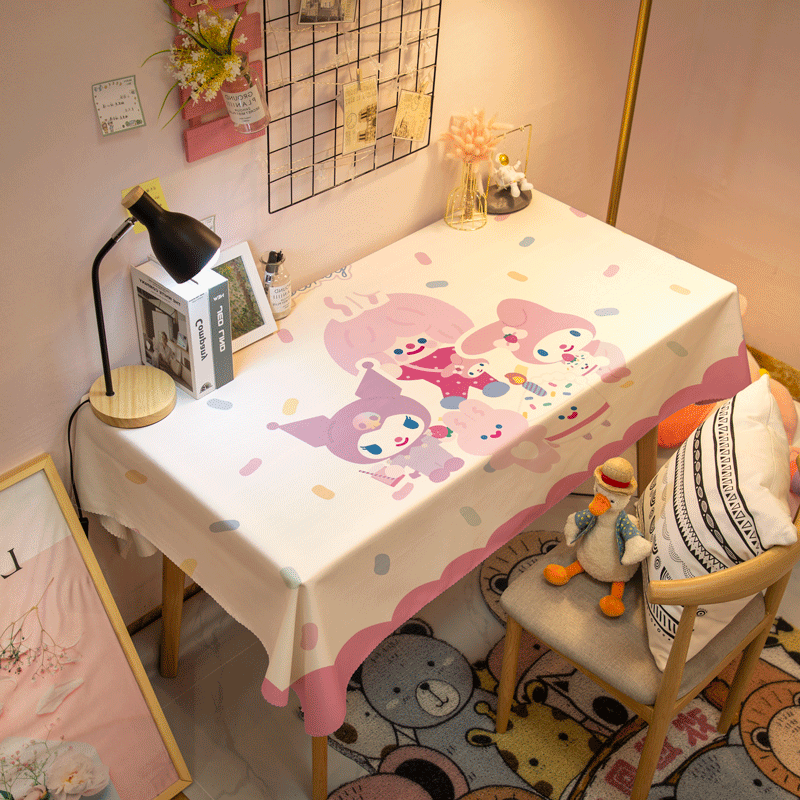库洛米卡通少女心学生宿舍书桌可爱桌布家用餐桌茶几防水耐脏盖布