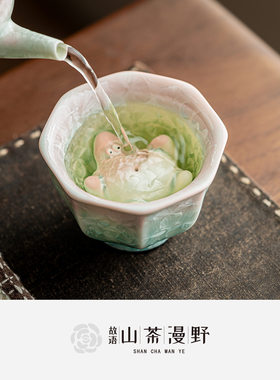 窑变结晶釉小清新可爱派大星陶瓷茶宠高颜值茶道配件桌面小摆件
