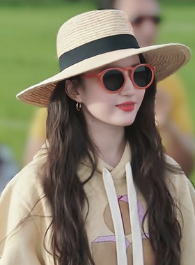 亦菲同款新款防晒草帽女2025夏季遮阳旅行防紫外线全遮脸圆顶