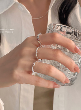 s925纯银戒指爱心镂空个性简约女