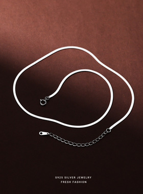 s925纯银蛇骨项链嘻哈锁骨链