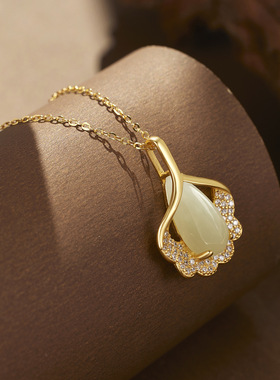 法国coss koko925银三生有杏项链女银杏和田玉吊坠国潮复古