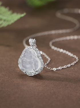 法国coss kokos925银高冰玉髓弥勒佛项链女国潮佛公吊坠锁骨链新