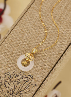 法国Coss KoKoS925银福字平安扣项链玉髓甜甜圈新中式祥云吊坠