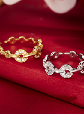 法国coss koko银城s925银铜钱戒指女复古甜甜圈钱币指环小众高级