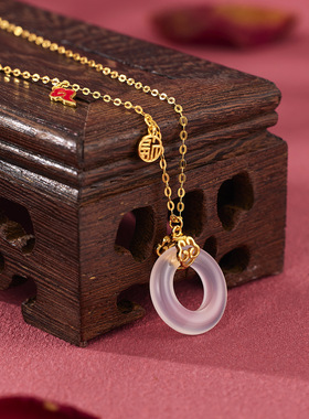 法国Coss KoKoS925银祥瑞玉髓平安扣项链女国潮新中式如意祥云