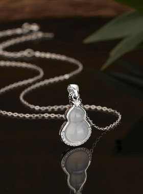 法国coss koko新中式s925银白玉髓葫芦项链女国风轻奢锁骨链气质