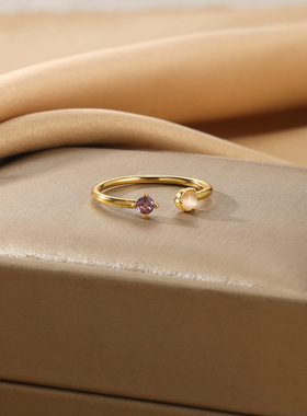 法国coss koko简约新款十二月份系列戒指彩色叠戴锆石戒指女士