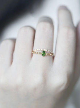 法国Coss KoKo日系光辉女神之透辉石多层戒指女ins款超精致复古