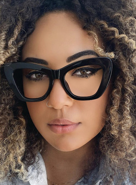 法国coss koko猫眼拼色平光镜新款ins眼镜框欧美防蓝光眼镜架