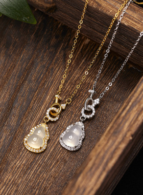 法国coss koko新中式s925银白玉髓葫芦项链女轻奢高级感环环相扣