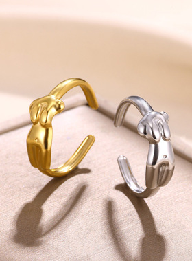 法国coss koko欧美新款心形女士戒指几何镂空星星戒指镀18k金