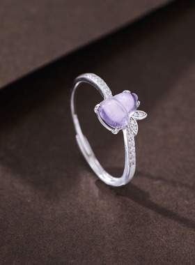 法国coss kokos925银高冰紫水晶葫芦戒指女国潮风玉石福禄指环