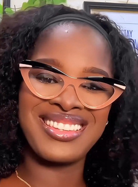 法国coss koko新款猫眼防蓝光眼镜复古个性红绿线条平光镜装饰