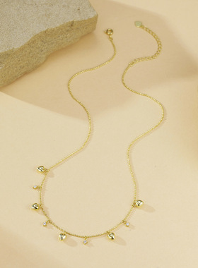 法国coss koko银城s925银闪钻元气爱心流苏项链女时尚小众轻