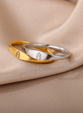 法国coss koko欧美新款金色26个字母戒指时尚简约潮流女士