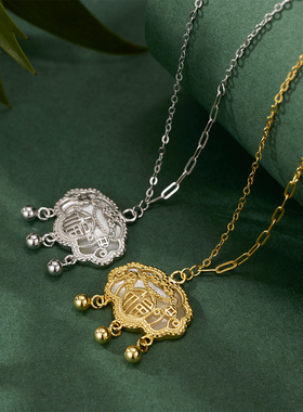 法国coss koko银城s925银福气平安锁项链女新中式宫廷风贝母