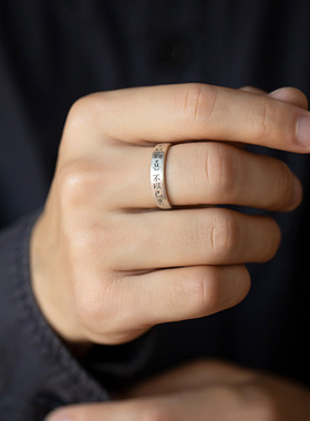 法国Coss KoKo复古做旧国风小篆文字情侣对戒指环不以物喜不以己