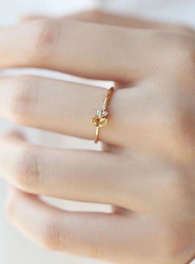 法国Coss KoKo【招财纳福】不规则小颗粒仿黄水晶镶嵌小钻铜戒指