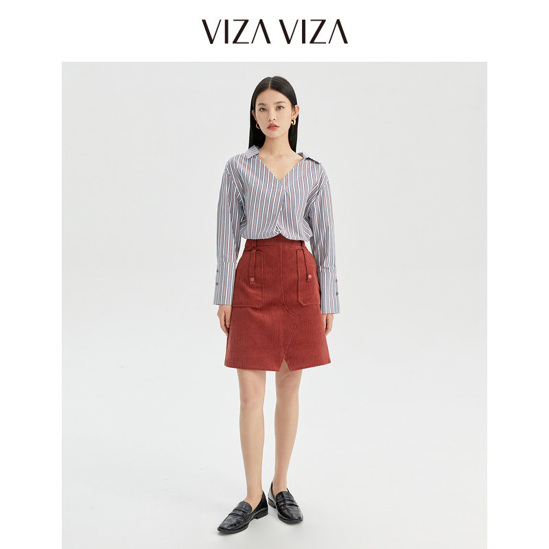 Viza Rbpf 【商场同款】VIZA VIZA冬季新款通勤时尚高腰A字半身裙_虎窝淘