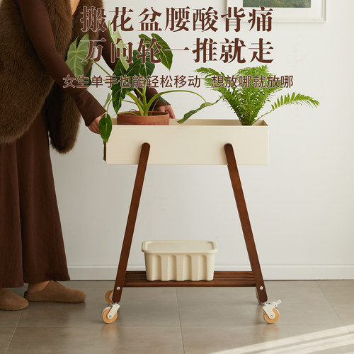 实木可移动花架客厅盆栽多层摆放架阳台落地式家用绿植收纳置物架 - 图0