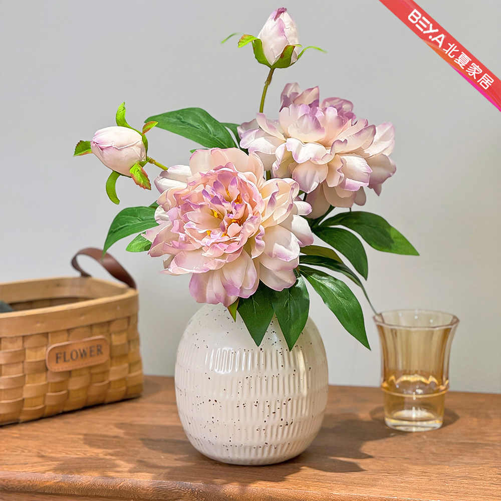 紫牡丹绢花假花玄关餐桌客厅装饰花卉仿真花摆件假花花艺摆设,淘宝优惠券,粉丝福利购,淘宝优惠卷