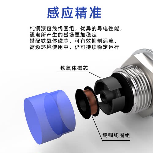 迅感高端芯片防水型接近开关XGL12M-4N1直流三线NPN常开4mm传感器 - 图1