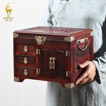 Red Wood First Accessories Box New Solid Wood Hand-decorated Containing Box Blood Sandalwood Upscale Wedding Chinese Built-in Flannel Dowry Box