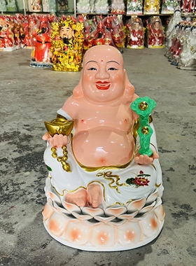陶瓷弥勒佛像家用招财保平安摆件店铺公司供奉佛像笑佛大肚弥勒佛