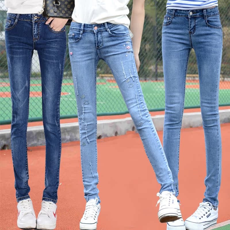 女童牛仔褲修身2019新款夏季韓版中大童薄款時尚洋氣緊身彈力長褲