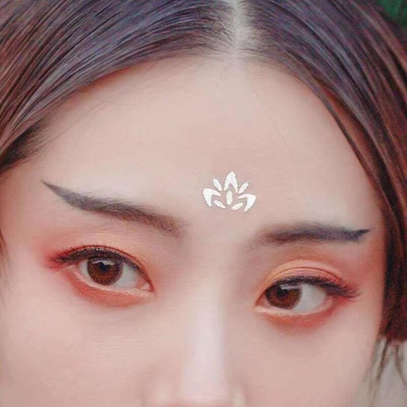 烫金眉心贴烫银汉服古装花钿古风纹身贴女防水额头印花儿童小贴纸