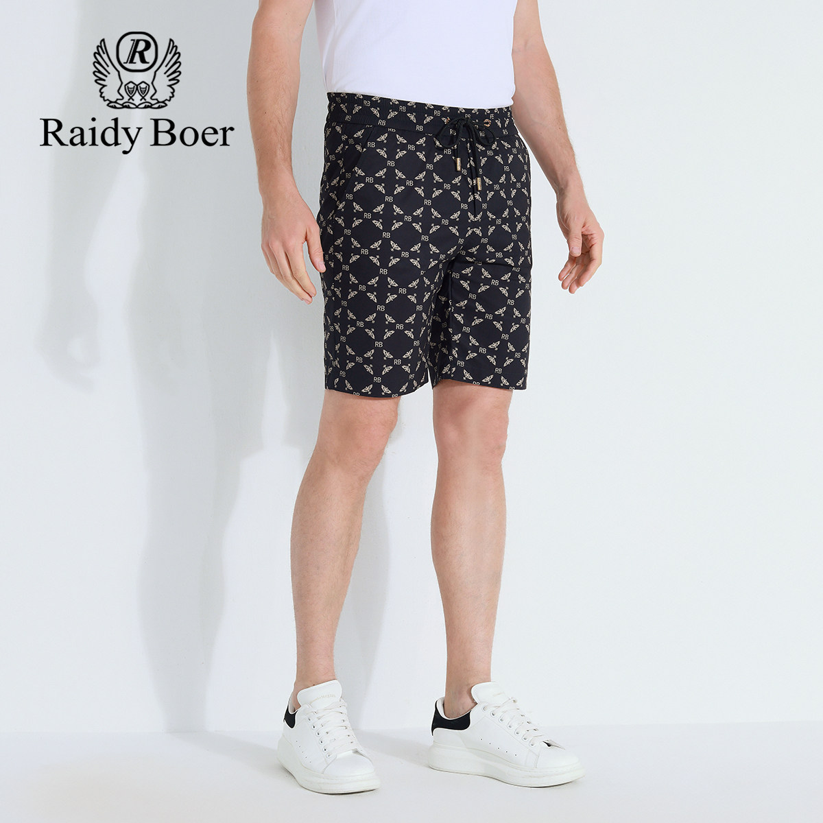 雷迪波尔男装短裤2025夏季新款数码印花潮流松紧抽绳薄款沙滩裤男,淘宝优惠券,粉丝福利购,淘宝优惠卷