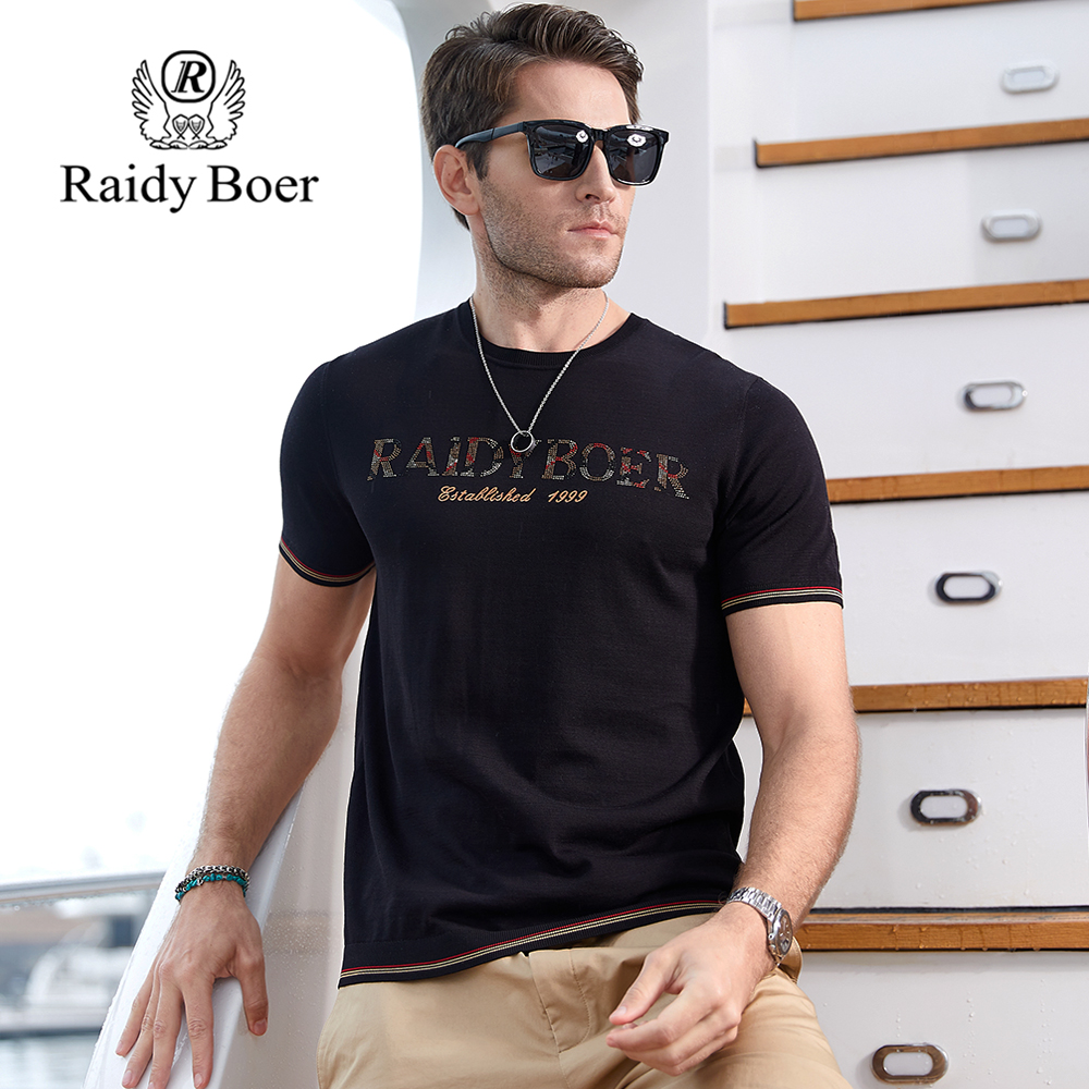 RaidyBoer雷迪波尔新款夏季t恤百搭男士短袖品牌logo字母体恤 - 图0