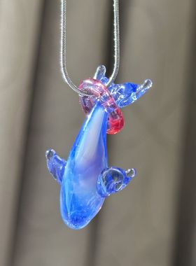 (禾禾定制)手工烧玻璃鲸鱼闪电吊坠灯工小众饰品带项链礼物孤品