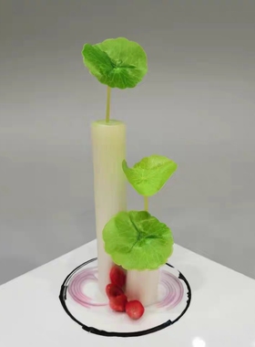 仿真小荷叶仿真铜钱草创意盘式插花厨房用品装饰客厅摆件假花胶花