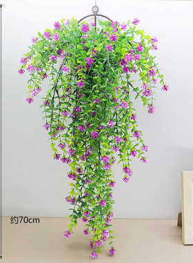 客厅室内吊篮假花仿真挂墙植物藤蔓玫瑰花吊兰塑料装饰壁挂藤条