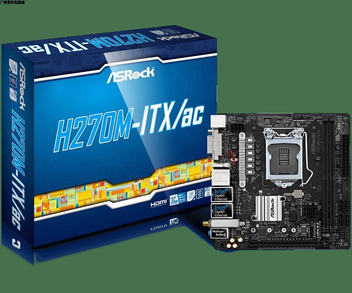 ASRock 华擎 H270M-ITX/ac主板17x17迷你主板 带WIFI 6代7代CPU - 图0