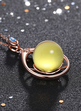 2023夏季国潮新品配饰民族风加合成蓝珀水滴型吊坠锁骨项链送女友