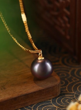 秋冬新款复古法式施家风紫色珍珠项链女小众设计珠链ins风锁骨链