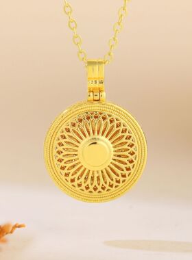 保色古法沙金拉丝镶钻红色葫芦吊坠时来运转罗盘项链新中式饰品女